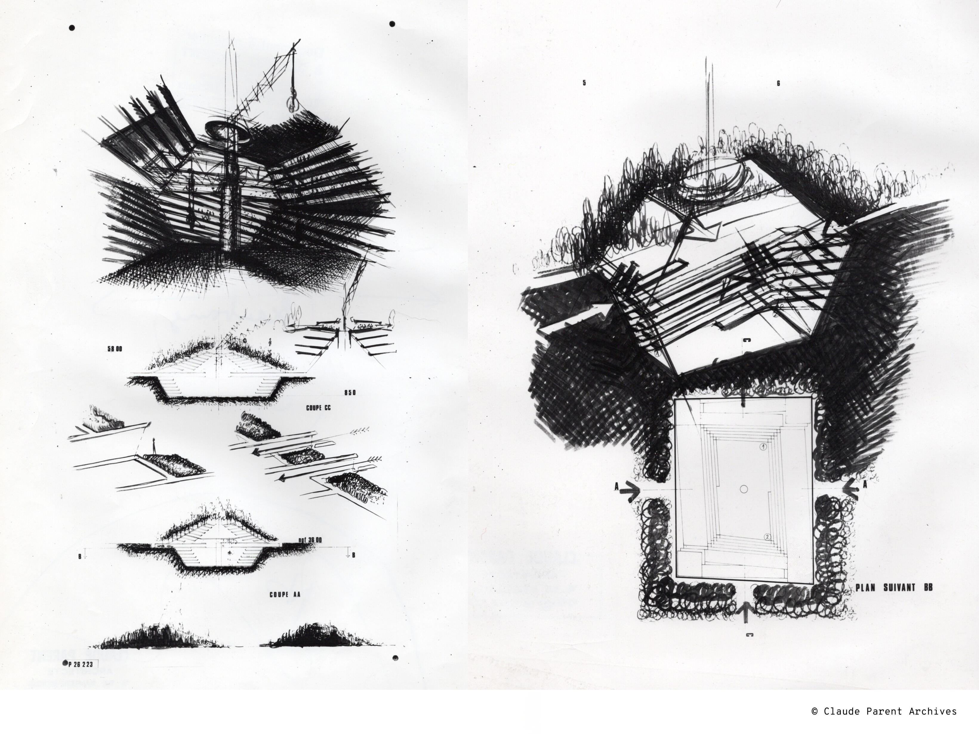 Claude Parent - Maquette Tumulus Urbain - Concours Beaubourg 1971 (Académie d'Architecture) © Claude Parent Archives Claude Parent - Maquette Tumulus Urbain - Concours Beaubourg 1971 (Académie d'Architecture) © Claude Parent Archives